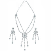 Necklace - Floral Trellis Rhodium Plated Necklace - Opal Touch