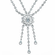 Necklace - Floral Trellis Rhodium Plated Necklace - Opal Touch