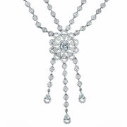 Necklace - Floral Trellis Rhodium Plated Necklace - Opal Touch