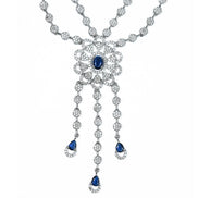 Necklace - Floral Trellis Rhodium Plated Necklace - Opal Touch