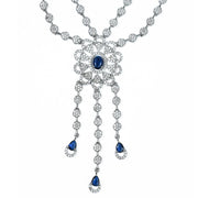 Necklace - Floral Trellis Rhodium Plated Necklace - Opal Touch