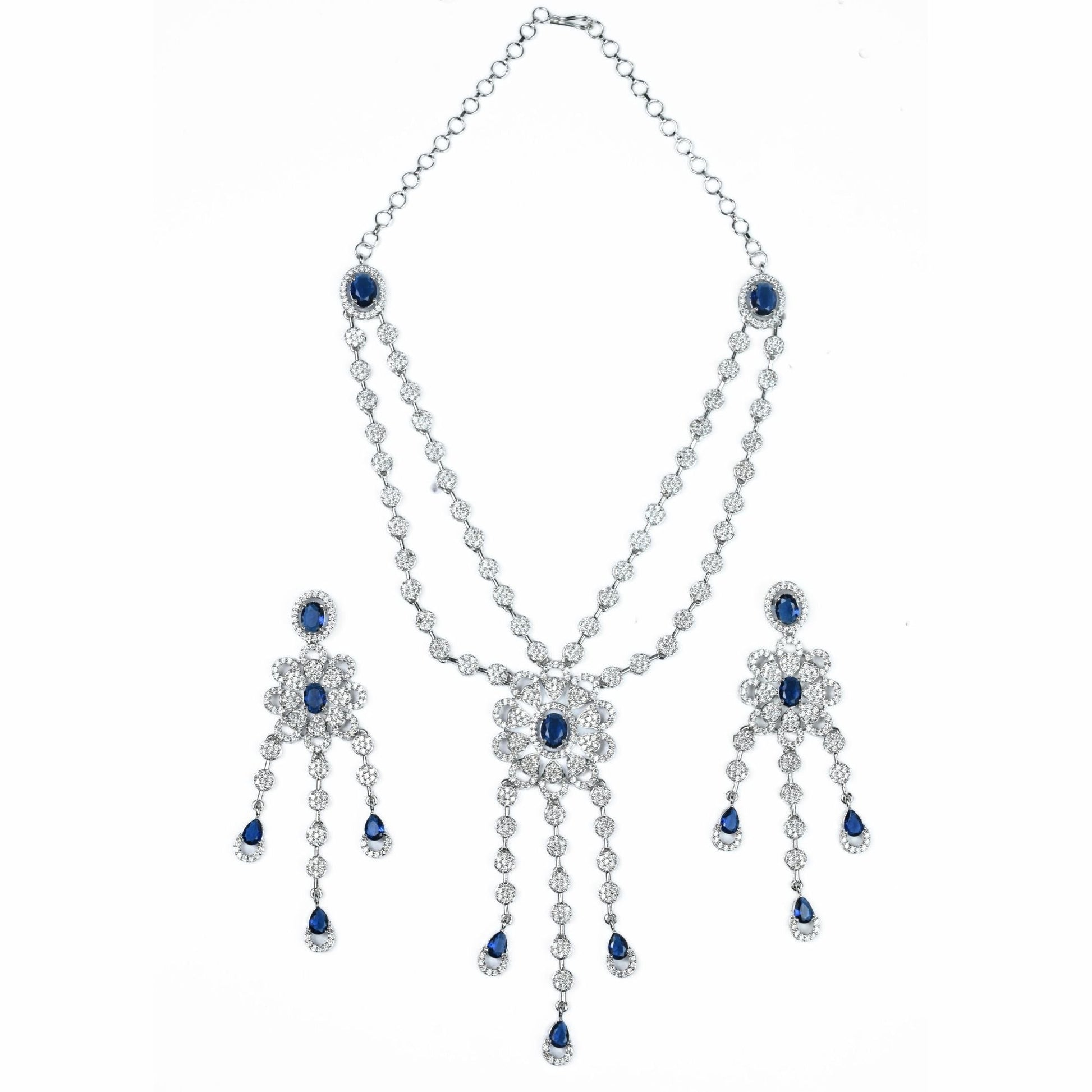 Necklace - Floral Trellis Rhodium Plated Necklace - Opal Touch