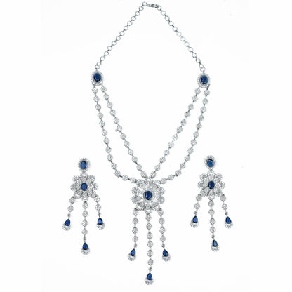 Necklace - Floral Trellis Rhodium Plated Necklace - Opal Touch