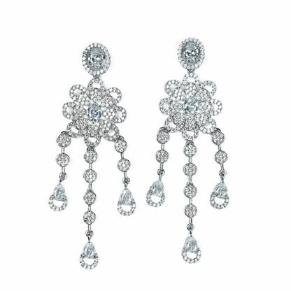 Necklace - Floral Trellis Rhodium Plated Necklace - Opal Touch