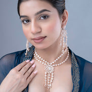 Necklace - Floral Trellis Rose Gold Necklace - Opal Touch