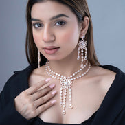 Necklace - Floral Trellis Rose Gold Necklace - Opal Touch