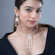 Necklace - Floral Trellis Rose Gold Necklace - Opal Touch