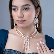Necklace - Floral Trellis Rose Gold Necklace - Opal Touch