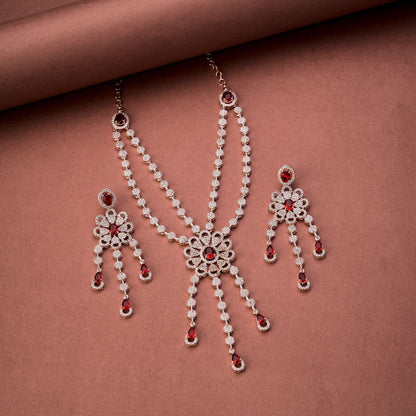 Necklace - Floral Trellis Rose Gold Necklace - Opal Touch