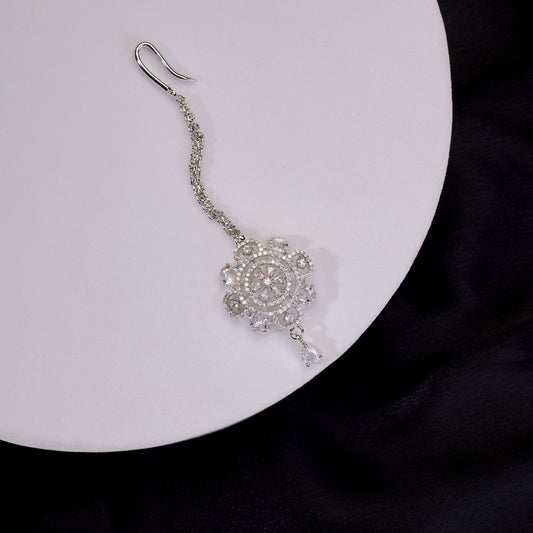 Tika - Floret Enchanted Rhodium Plated Maang Tika - Opal Touch