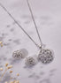 Locket Set - Frosted Fleur Rhodium Plated Locket Set - Opal Touch