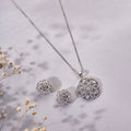 Locket Set - Frosted Fleur Rhodium Plated Locket Set - Opal Touch