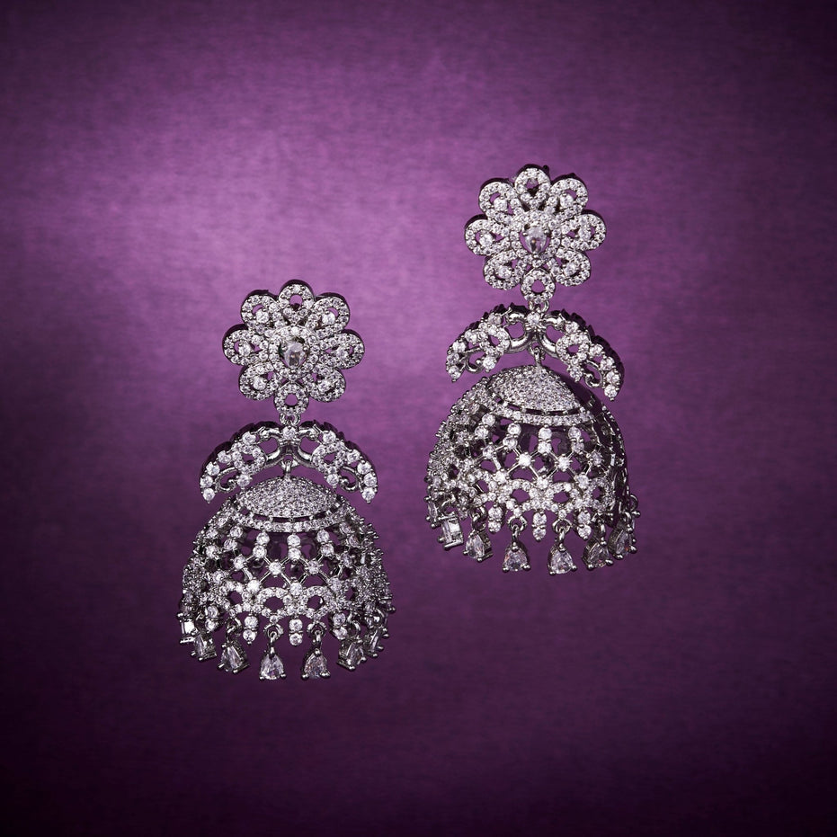 Opal Touch - Frosted Flower Jhumka - Jhumka