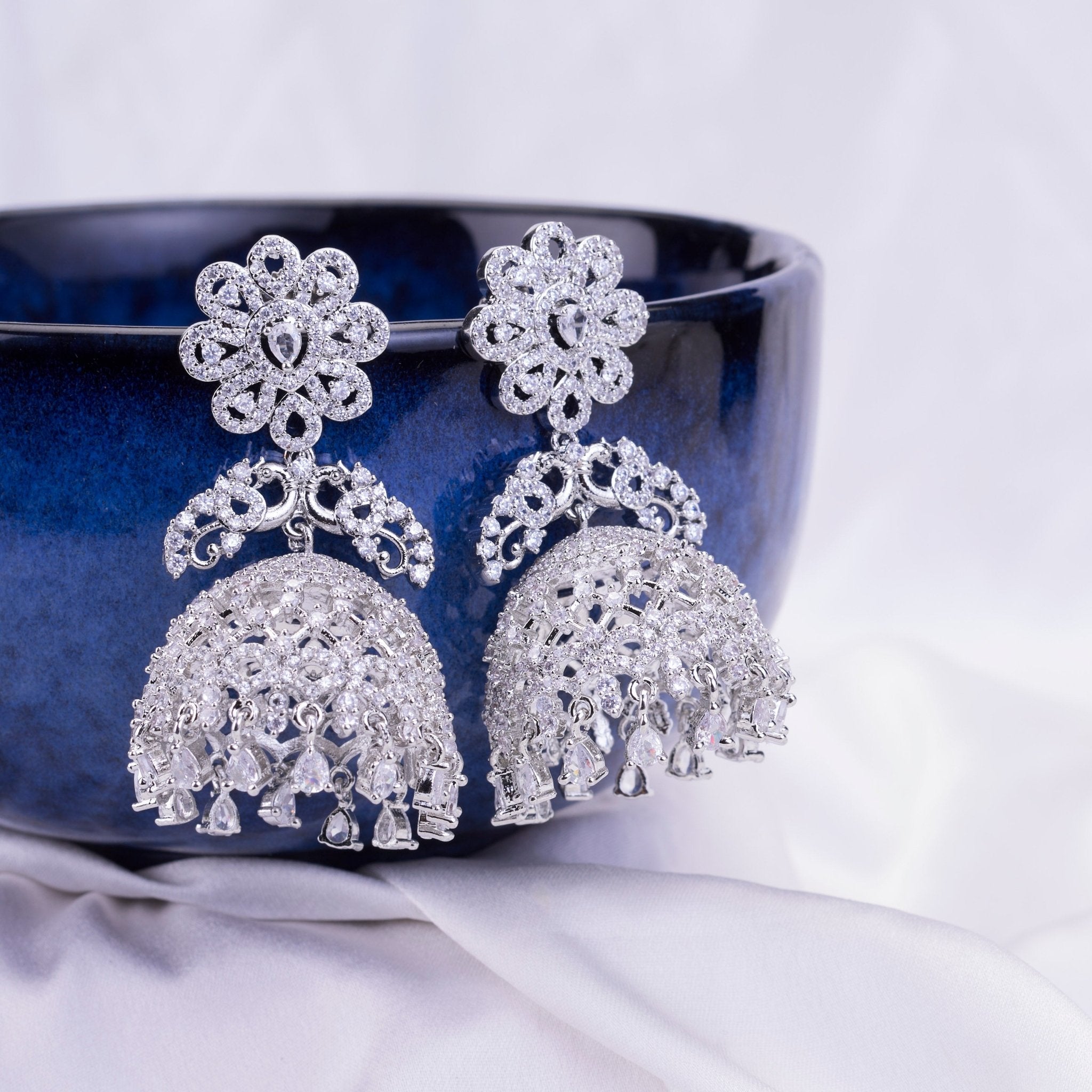 Opal Touch - Frosted Flower Jhumka - Jhumka