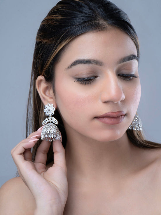 Frosted Flower Jhumka - Opal Touch