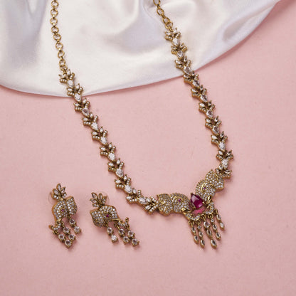 Necklace - Gajanan Mehendi Plated Necklace Set - Opal Touch