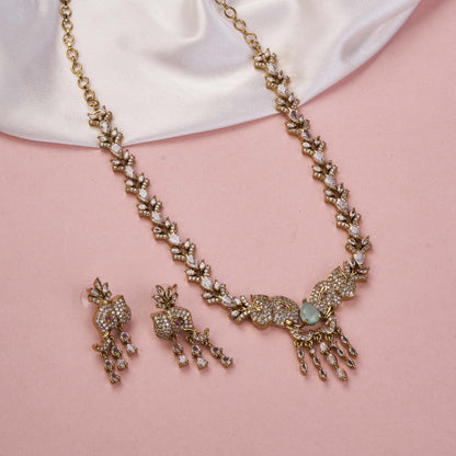 Necklace - Gajanan Mehendi Plated Necklace Set - Opal Touch