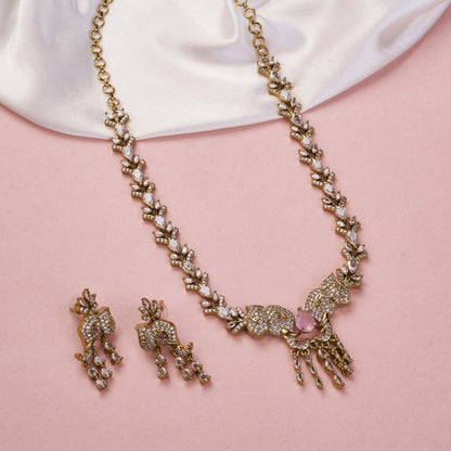 Necklace - Gajanan Mehendi Plated Necklace Set - Opal Touch