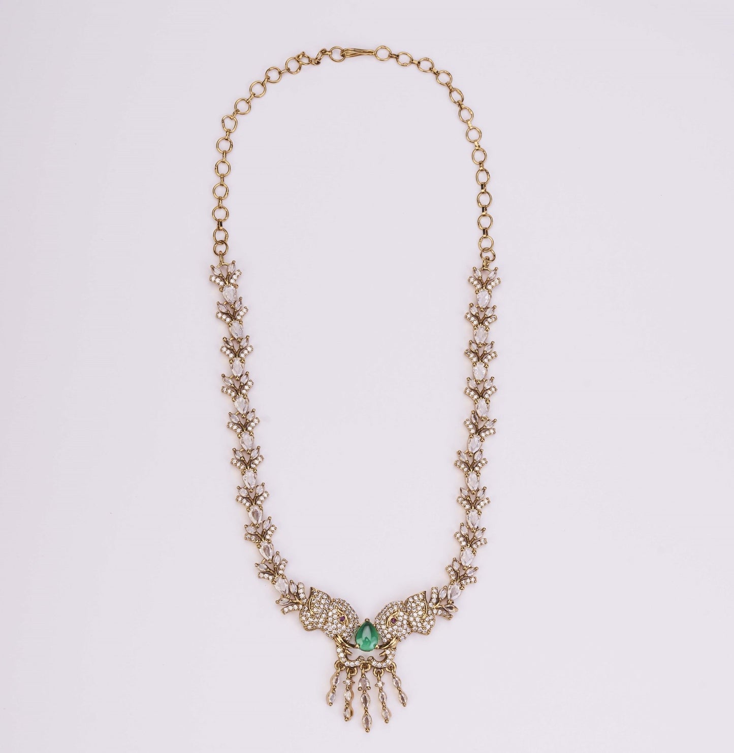 Necklace - Gajanan Mehendi Plated Necklace Set - Opal Touch