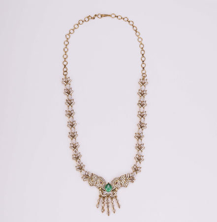 Necklace - Gajanan Mehendi Plated Necklace Set - Opal Touch