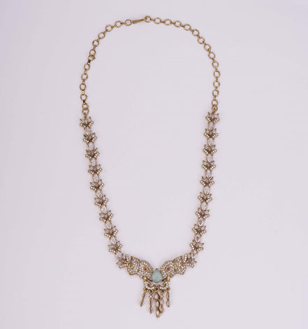 Necklace - Gajanan Mehendi Plated Necklace Set - Opal Touch