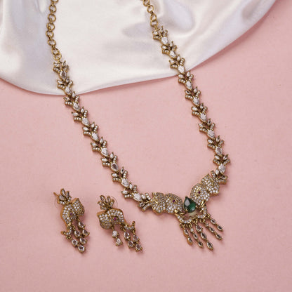 Necklace - Gajanan Mehendi Plated Necklace Set - Opal Touch