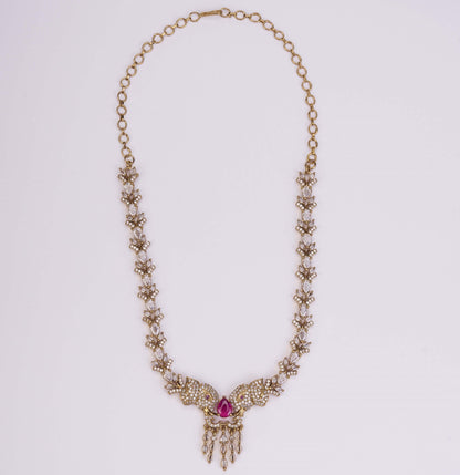 Necklace - Gajanan Mehendi Plated Necklace Set - Opal Touch