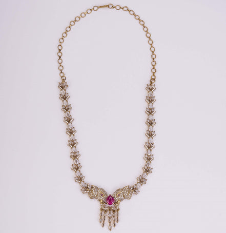 Necklace - Gajanan Mehendi Plated Necklace Set - Opal Touch
