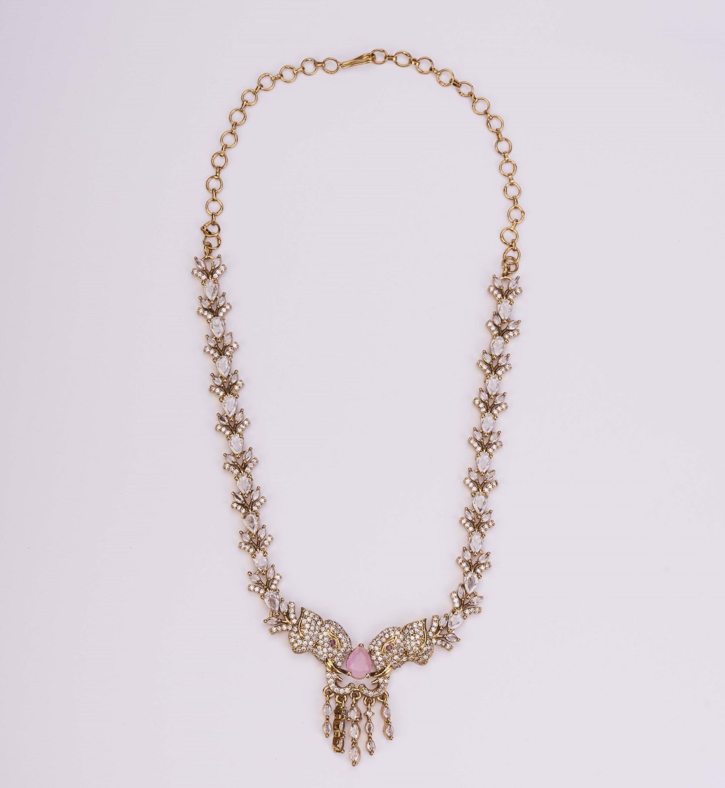 Necklace - Gajanan Mehendi Plated Necklace Set - Opal Touch