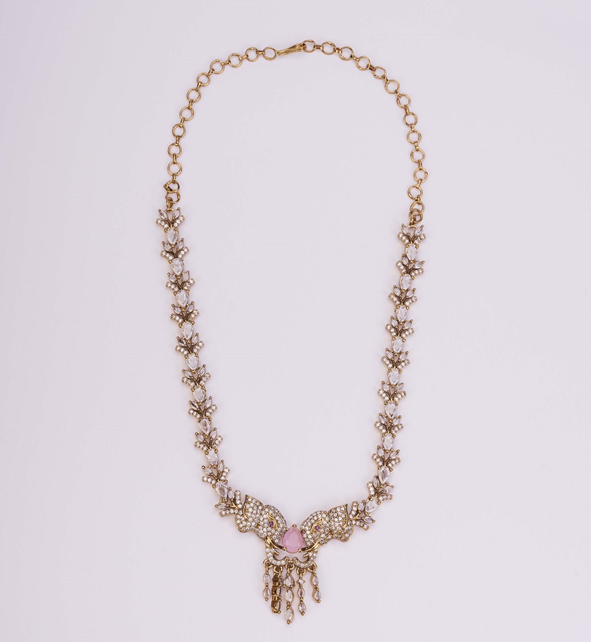 Necklace - Gajanan Mehendi Plated Necklace Set - Opal Touch