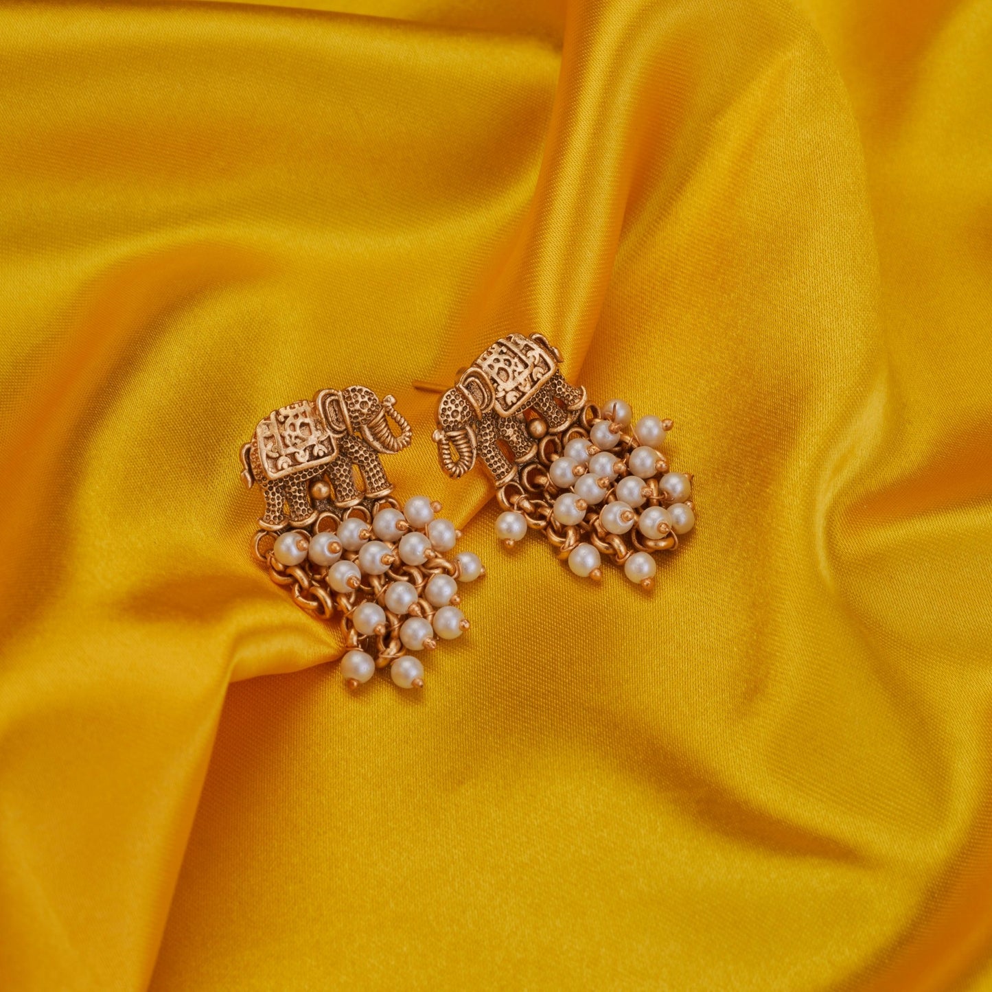 Earrings - Gajraj Matte Gold Plated Earrings - Opal Touch