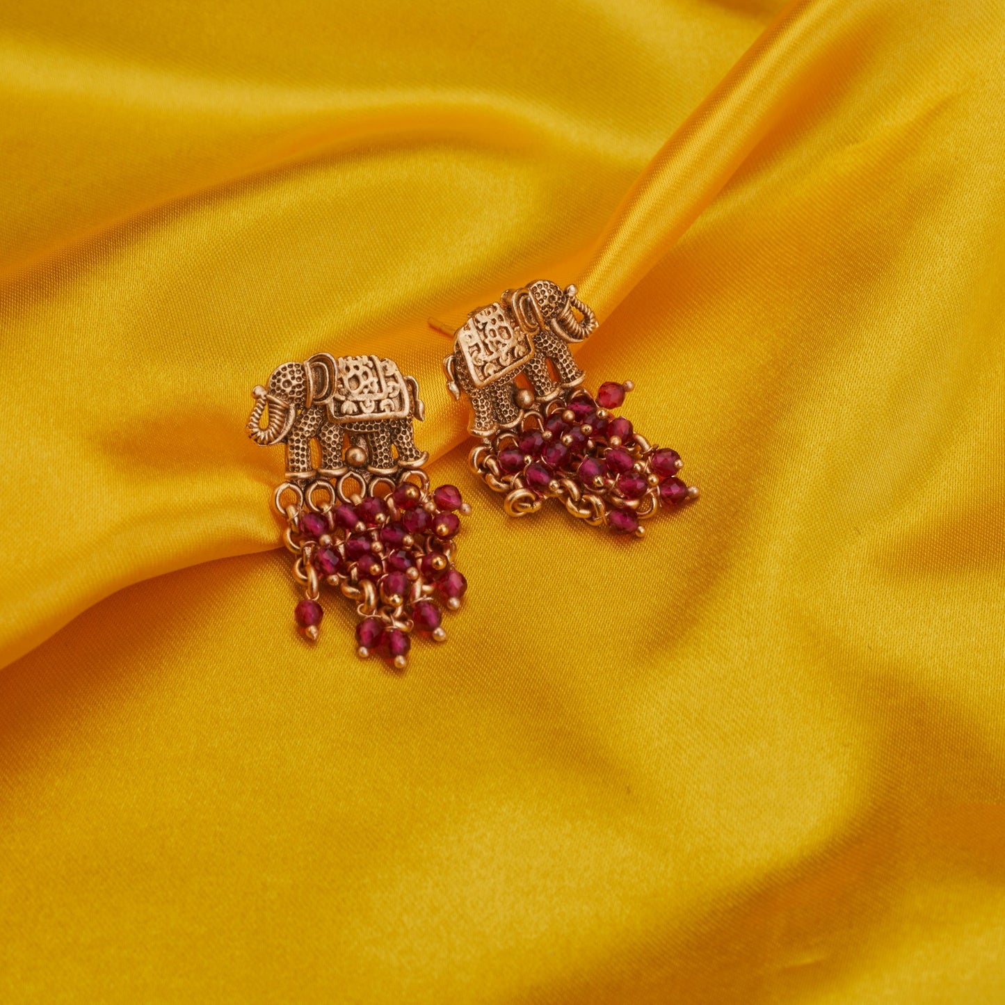 Earrings - Gajraj Matte Gold Plated Earrings - Opal Touch