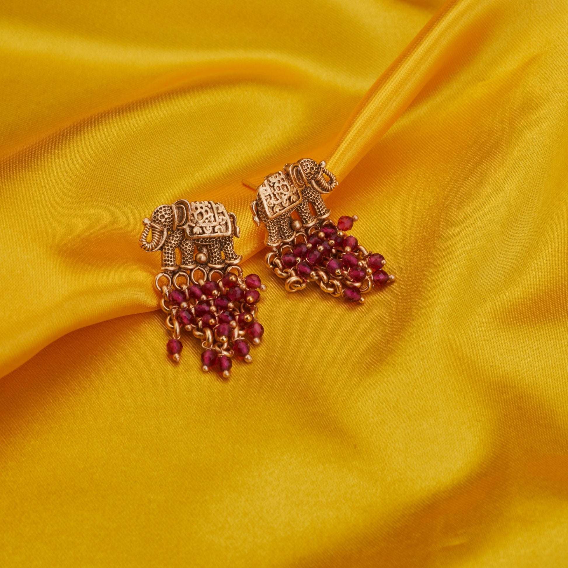 Earrings - Gajraj Matte Gold Plated Earrings - Opal Touch
