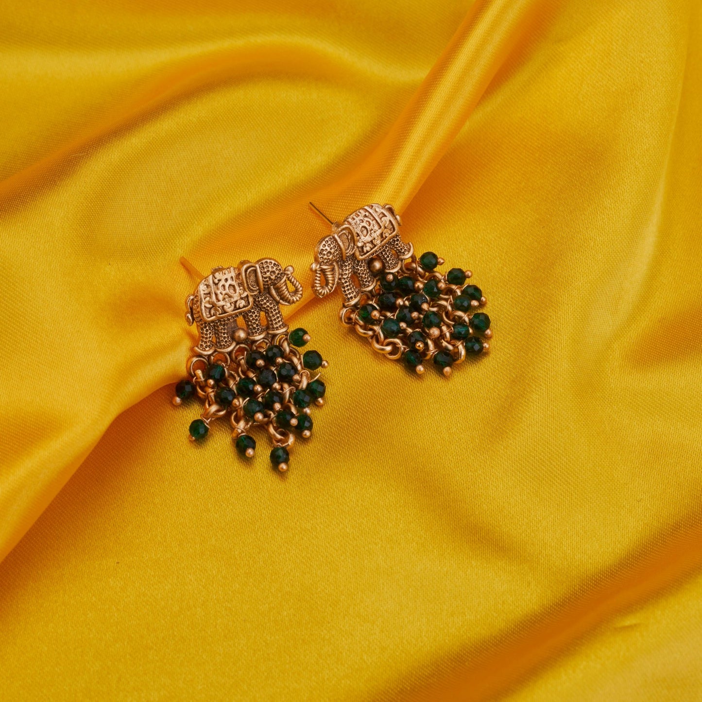Earrings - Gajraj Matte Gold Plated Earrings - Opal Touch