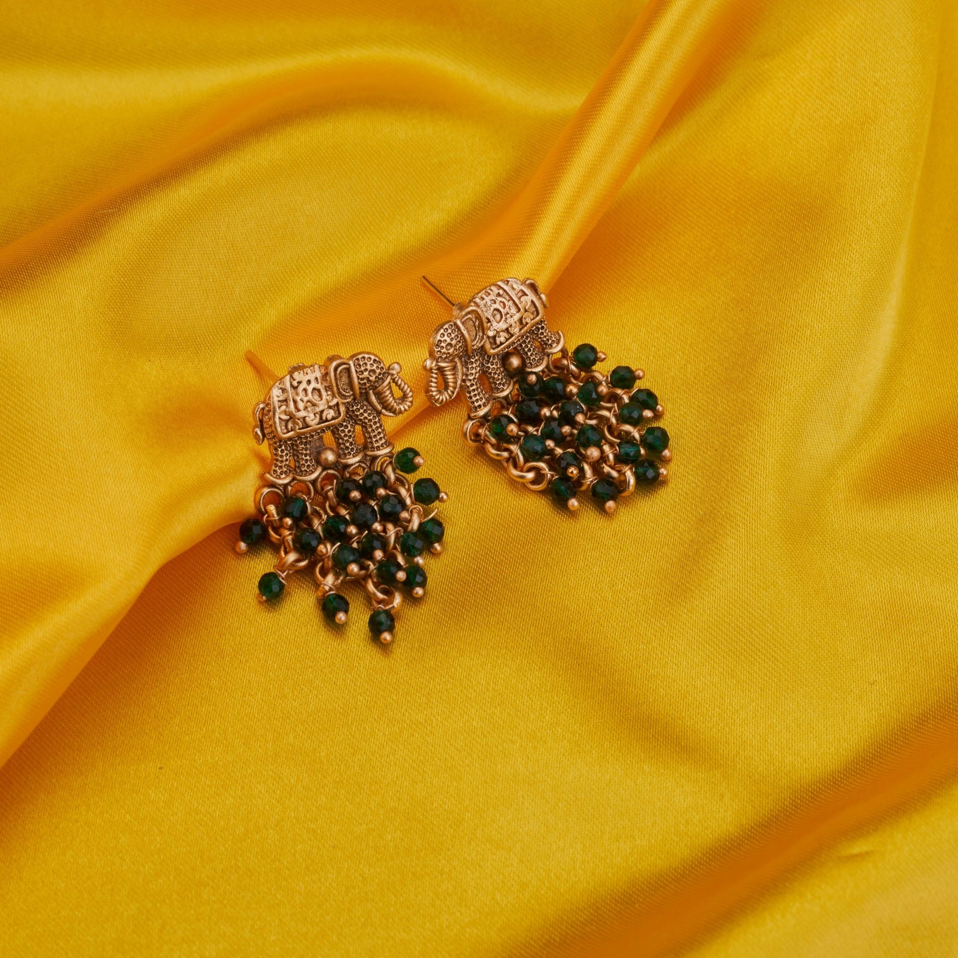 Earrings - Gajraj Matte Gold Plated Earrings - Opal Touch