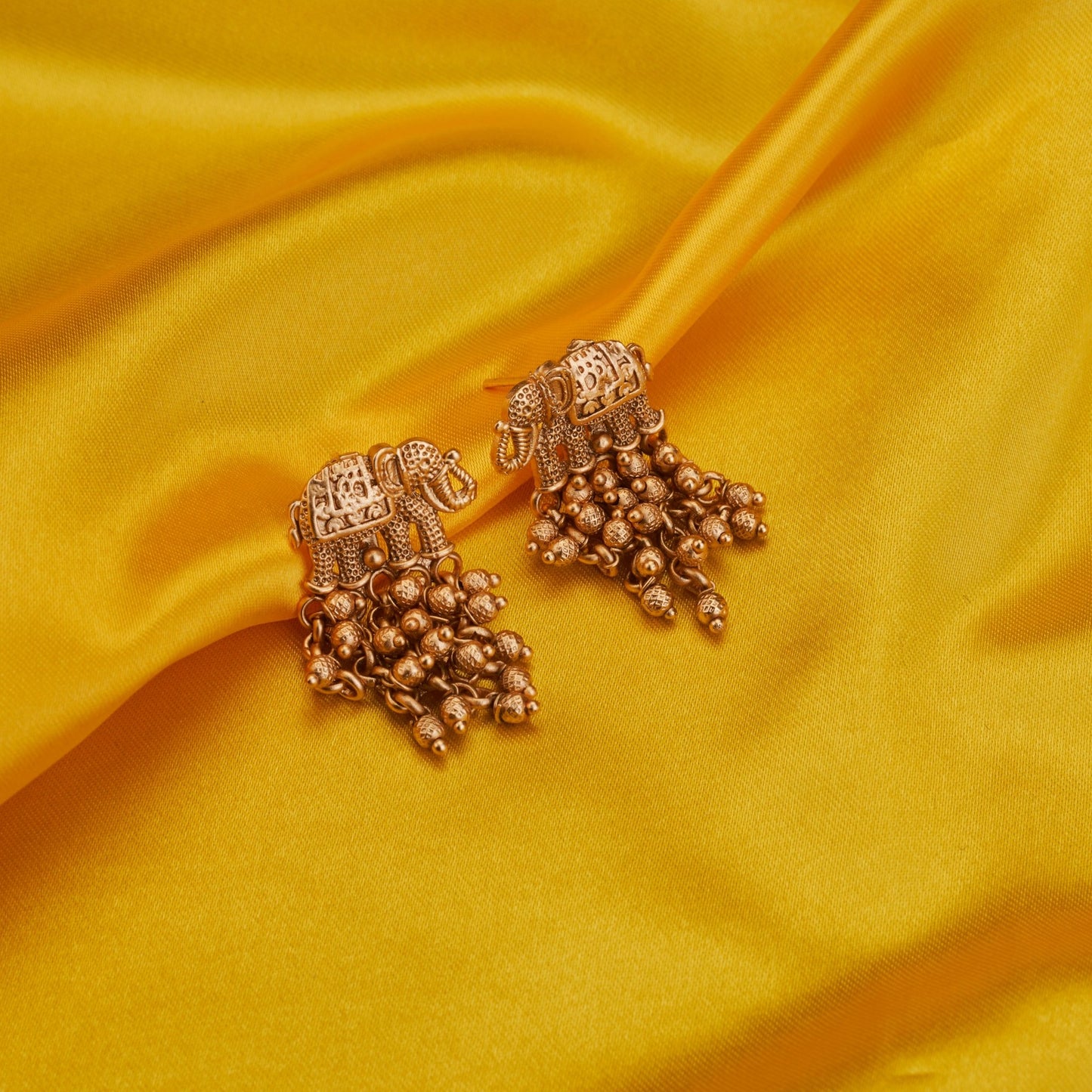 Earrings - Gajraj Matte Gold Plated Earrings - Opal Touch