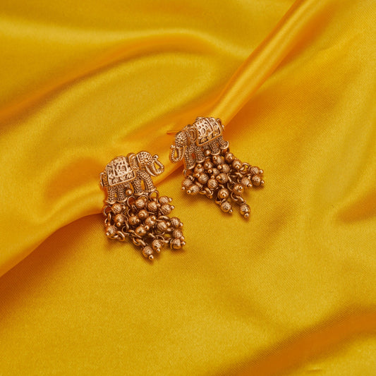 Earrings - Gajraj Matte Gold Plated Earrings - Opal Touch