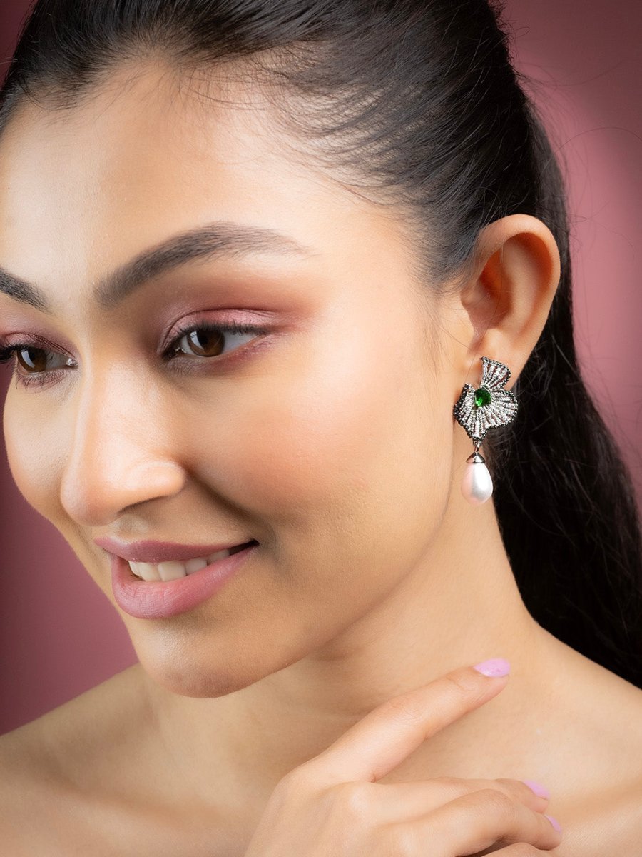 Garden Mist Rhodium Plated Earrings - Opal Touch