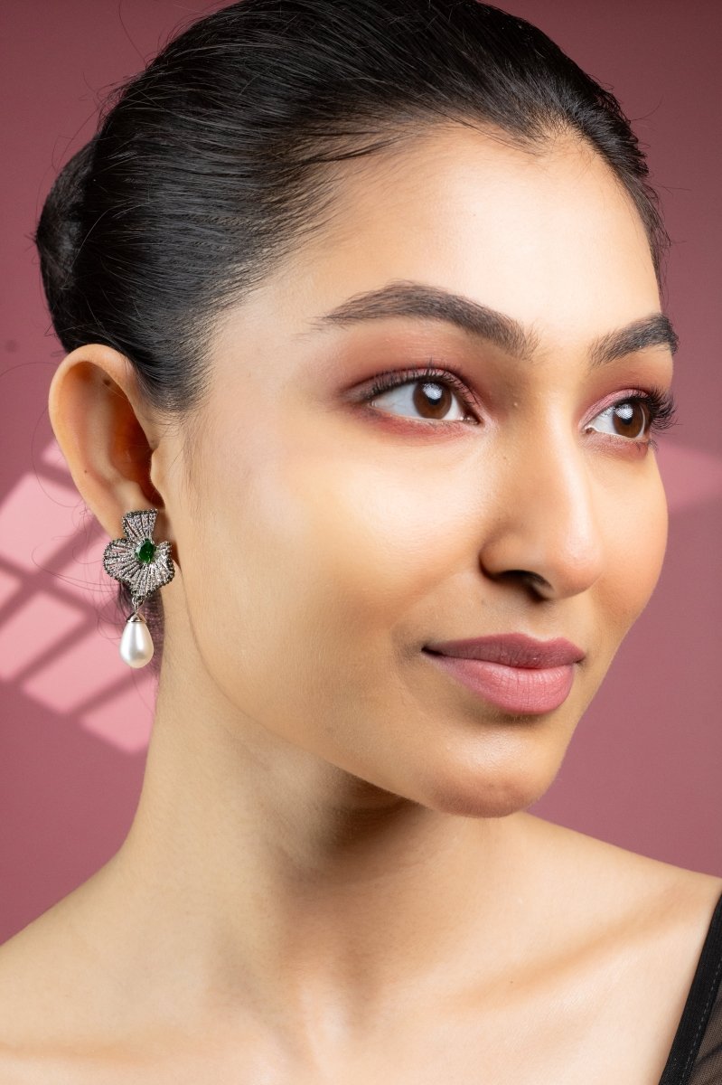 Garden Mist Rhodium Plated Earrings - Opal Touch