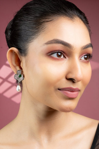 Garden Mist Rhodium Plated Earrings - Opal Touch