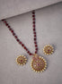 Locket Set - Garnet Glow Ensemble Mehendi Plated Locket Set with Earrings - Opal Touch