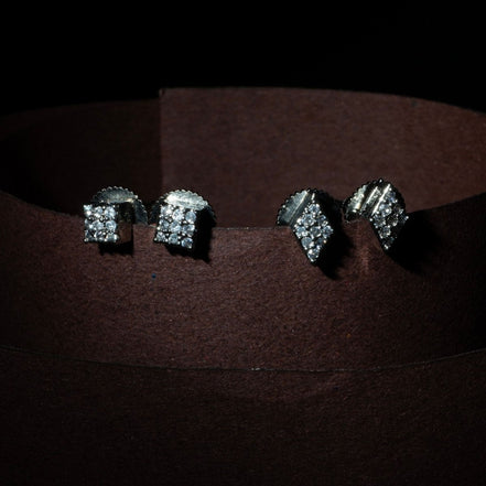 Geometric Diamond Stud Earrings Set - Opal Touch
