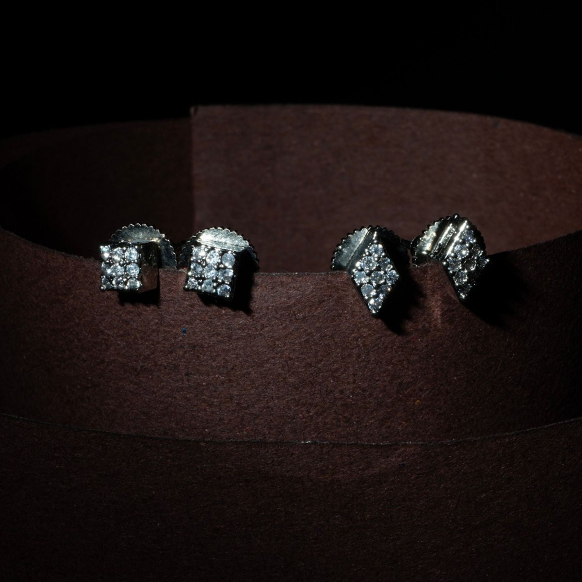 Geometric Diamond Stud Earrings Set - Opal Touch