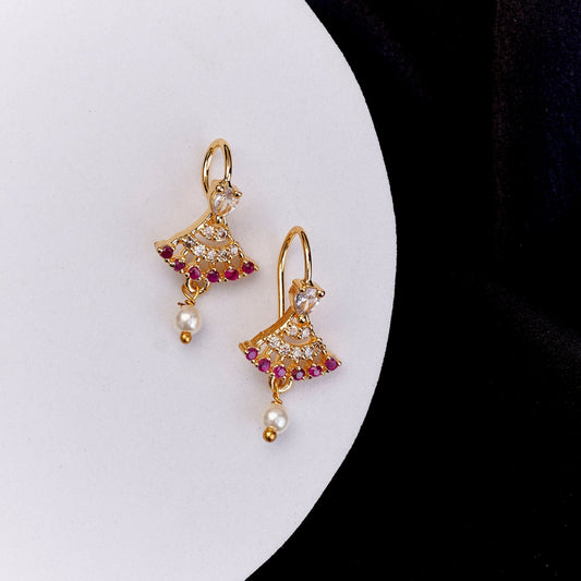 Earrings - Ghoomar Gold Plated Baalis - Opal Touch