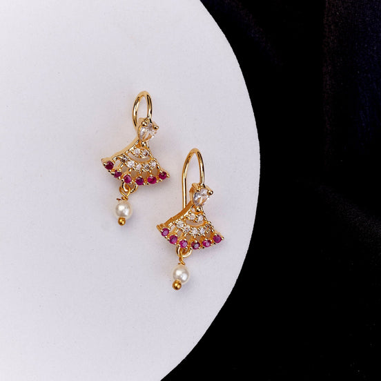 Earrings - Ghoomar Gold Plated Baalis - Opal Touch
