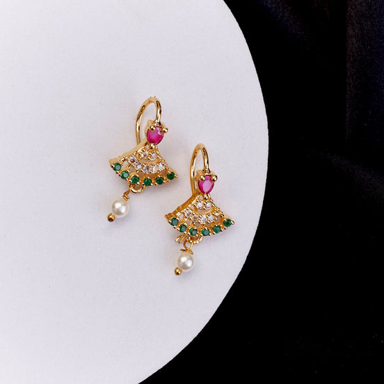 Earrings - Ghoomar Gold Plated Baalis - Opal Touch