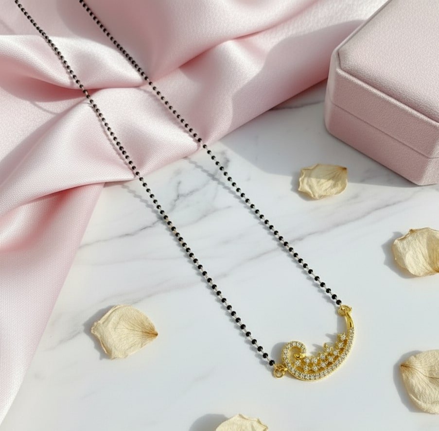 Gilded Crescent Mangalsutra - Opal Touch