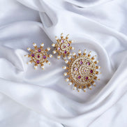Locket Set - Gilded Crimson Jewel Locket Set - Opal Touch