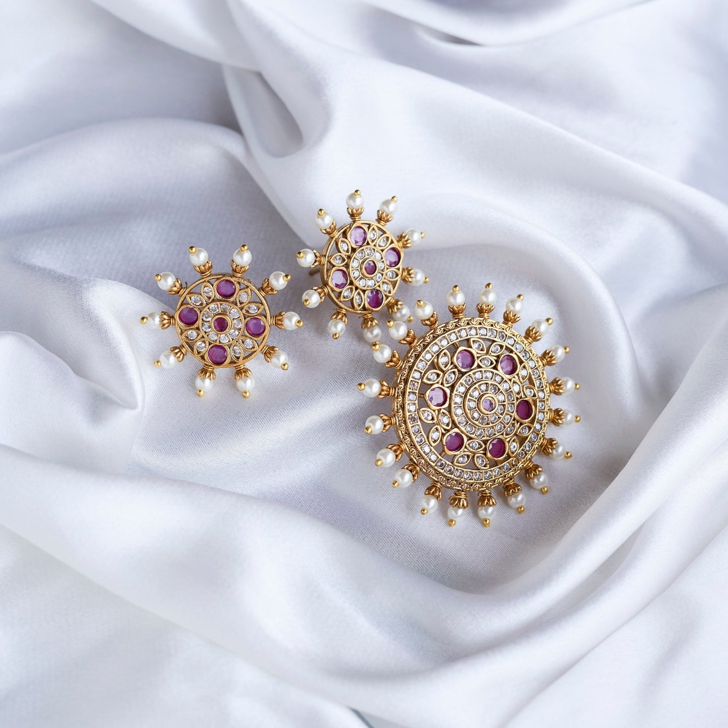 Locket Set - Gilded Crimson Jewel Locket Set - Opal Touch