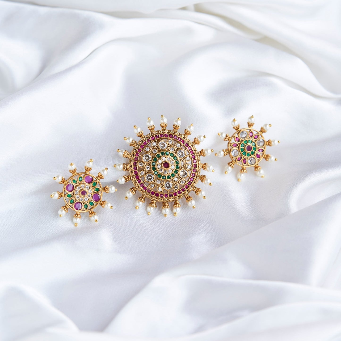 Locket Set - Gilded Crimson Jewel Locket Set - Opal Touch